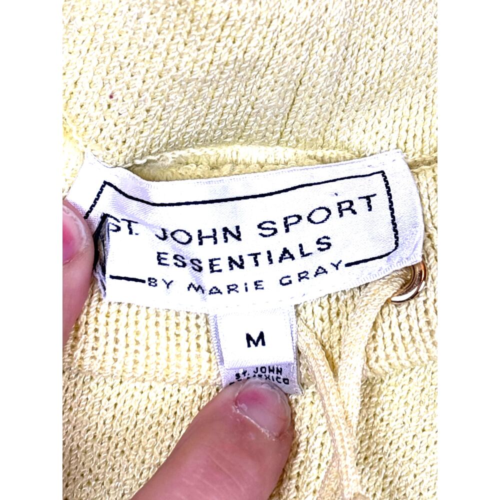 St. John Sport Essentials Women’s Medium Yellow Wool Blend Knit Wide Leg Pants - Picture 3 of 5